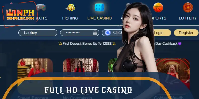 Live casino lobby with sharp full HD images